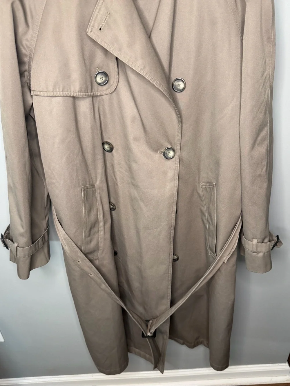 Lauren Ralph Lauren Vintage Double Breasted Trench Coat Contrast Collar Belted